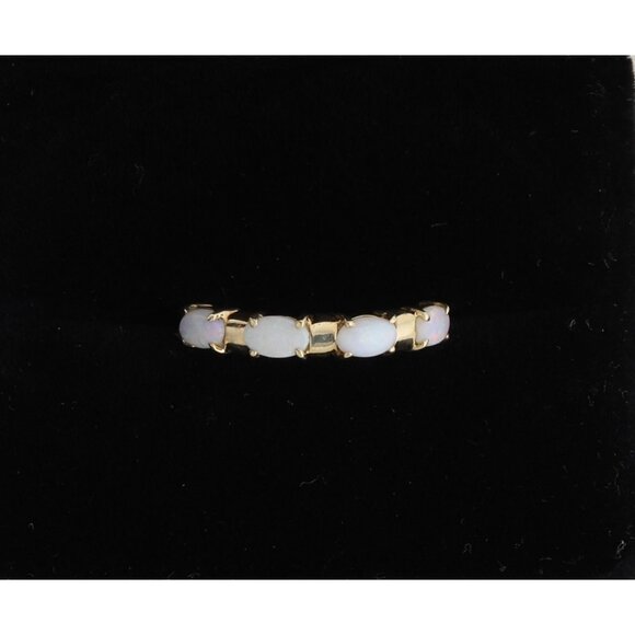 10k Yellow Gold Natural Opal Band Ring Size 7 1/4 - Picture 1 of 9